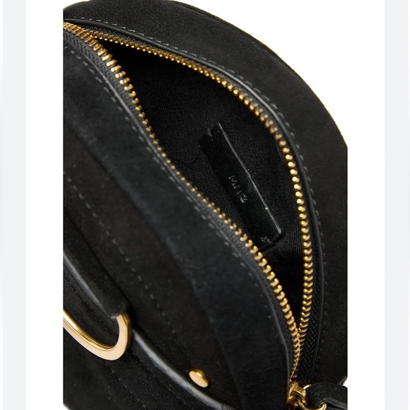 Mango round Suede leather crossbody bag dark academia - Picture 7 of 9